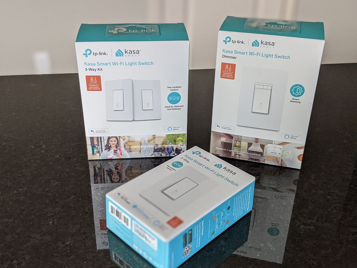 Kasa smart switches retail boxes