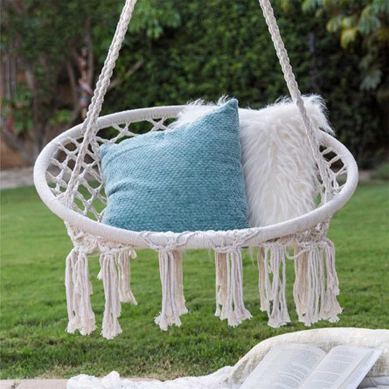 Macrame Hammock Hanging Chair Via Walmart