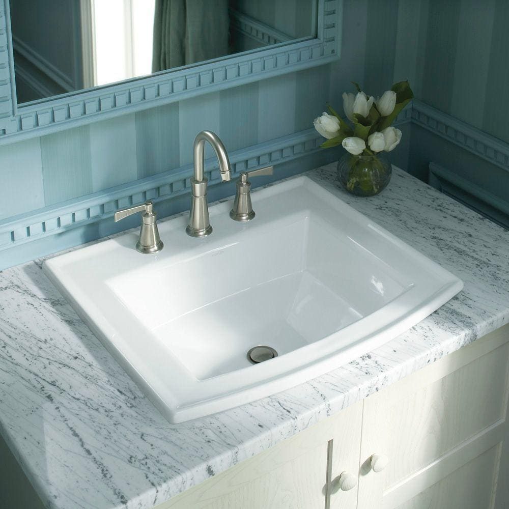 White Kohler Drop In Bathroom Sink 