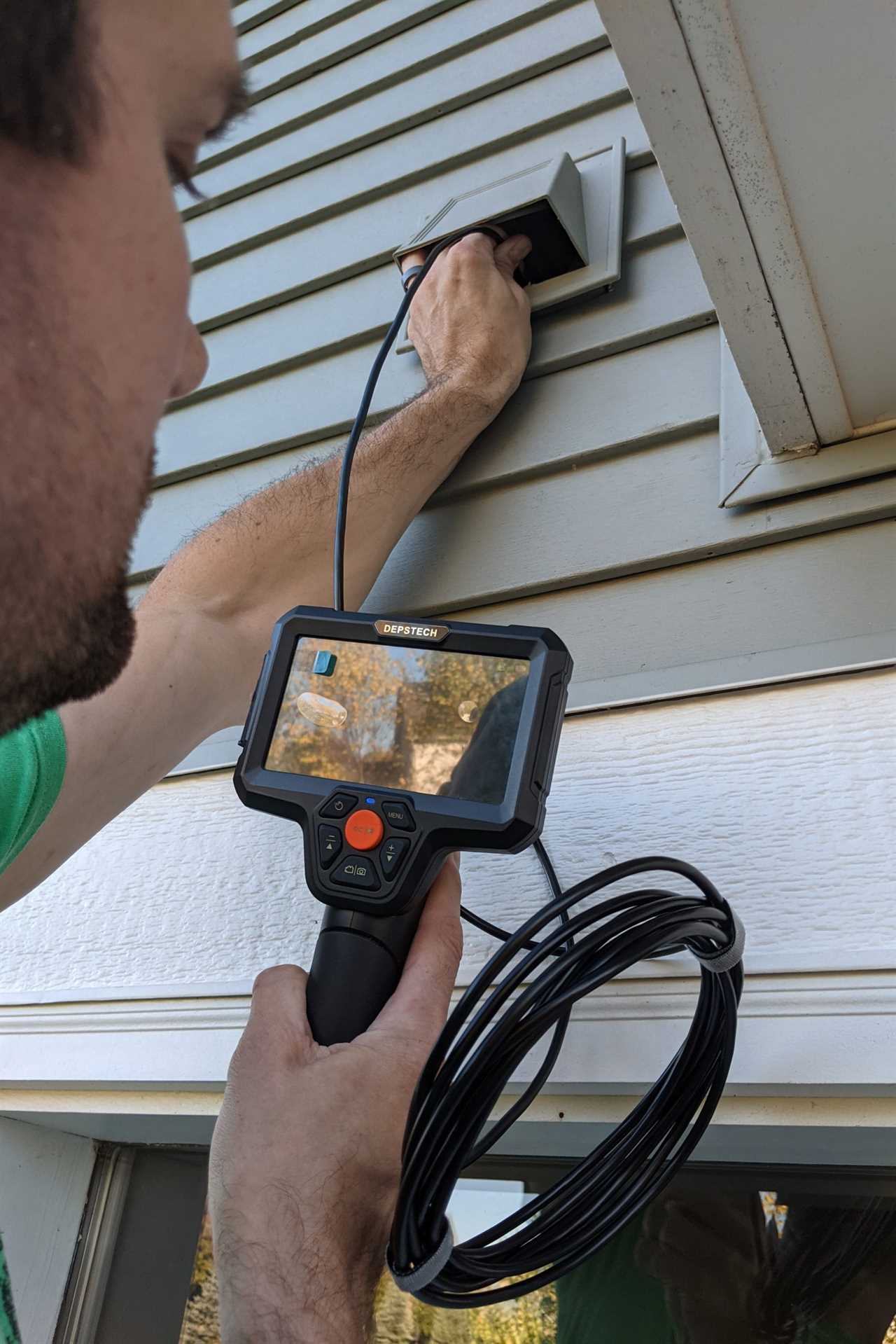 Inspecting a dryer vent with Depstech DS500 endoscope