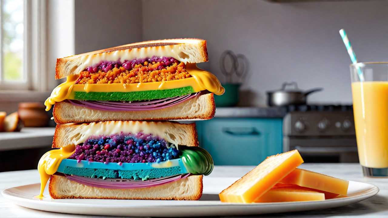 Rainbow Grilled Cheese with Food Coloring for Magical Mealtimes