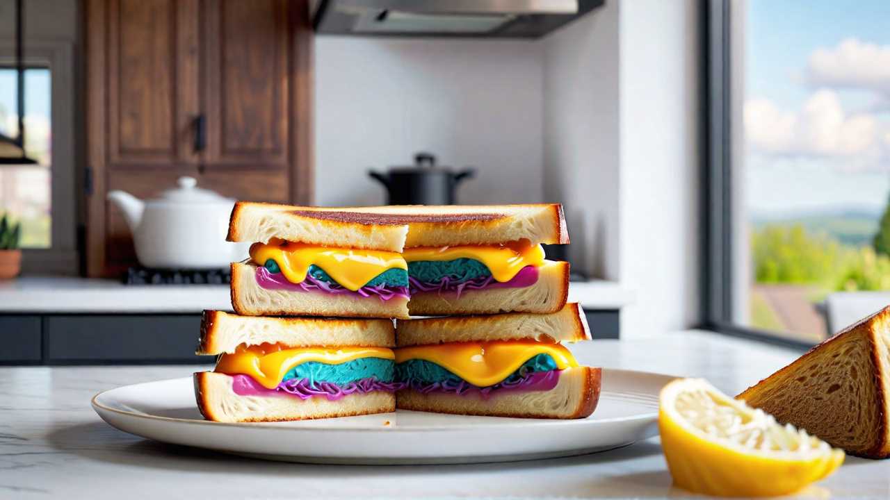 Rainbow Grilled Cheese with Food Coloring for Magical Mealtimes