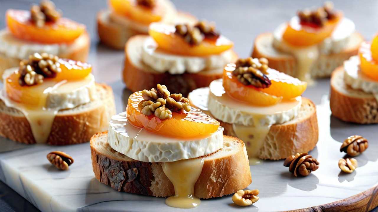 Brie and Apricot Crostini with Walnuts