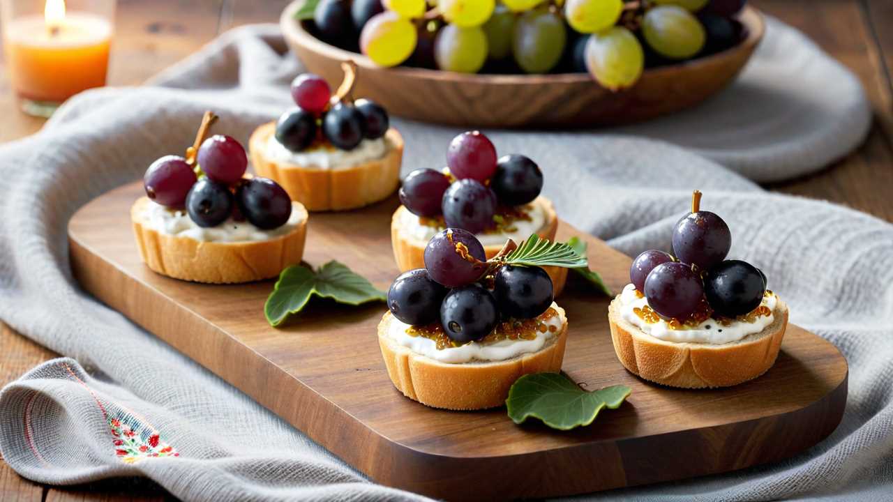 Mascarpone and Roasted Grape Tartines