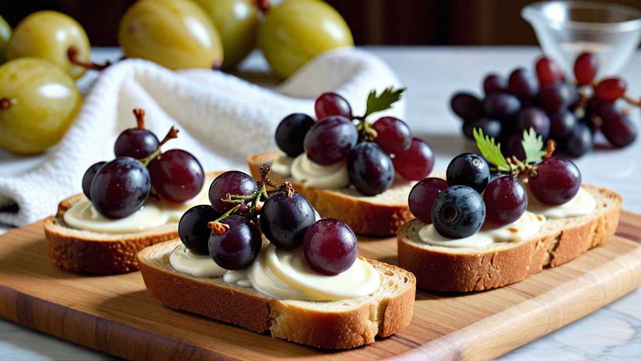 Mascarpone and Roasted Grape Tartines