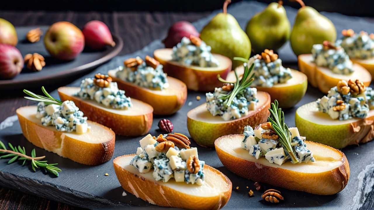Blue Cheese and Pear Crostini