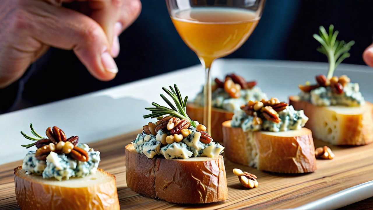 Blue Cheese and Pear Crostini