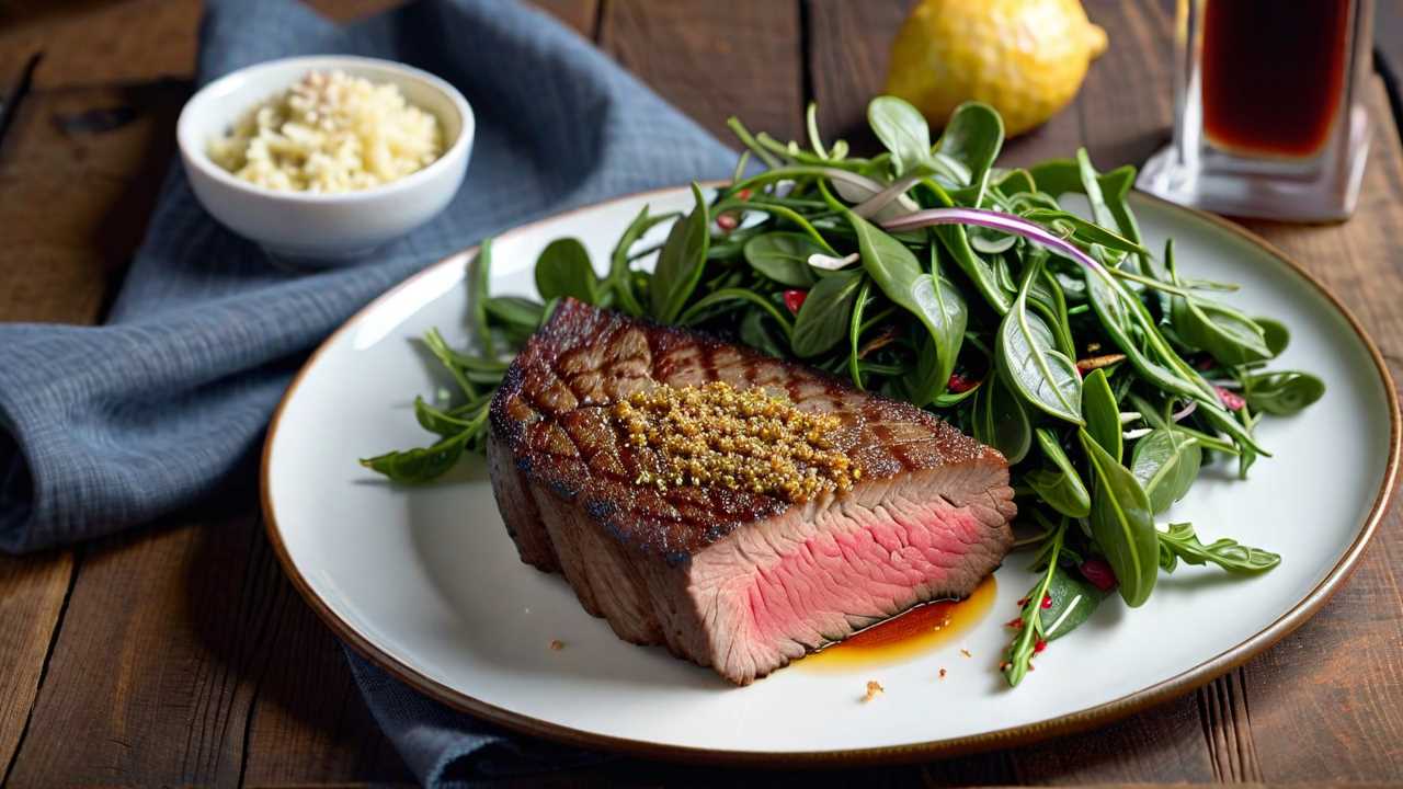 Parmesan Crusted Steak with Arugula Salad