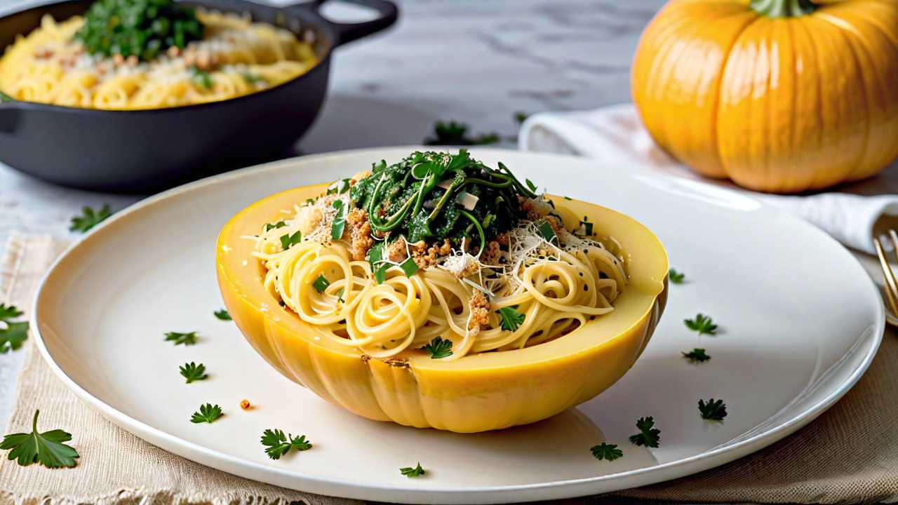 Creamy Four Cheese Garlic Spaghetti Squash