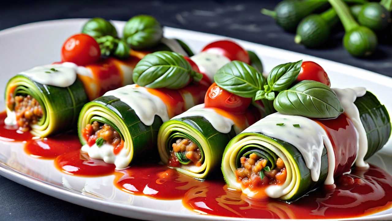 Zucchini Lasagna Rolls with Ricotta and Mozzarella
