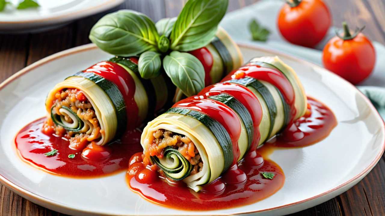 Zucchini Lasagna Rolls with Ricotta and Mozzarella