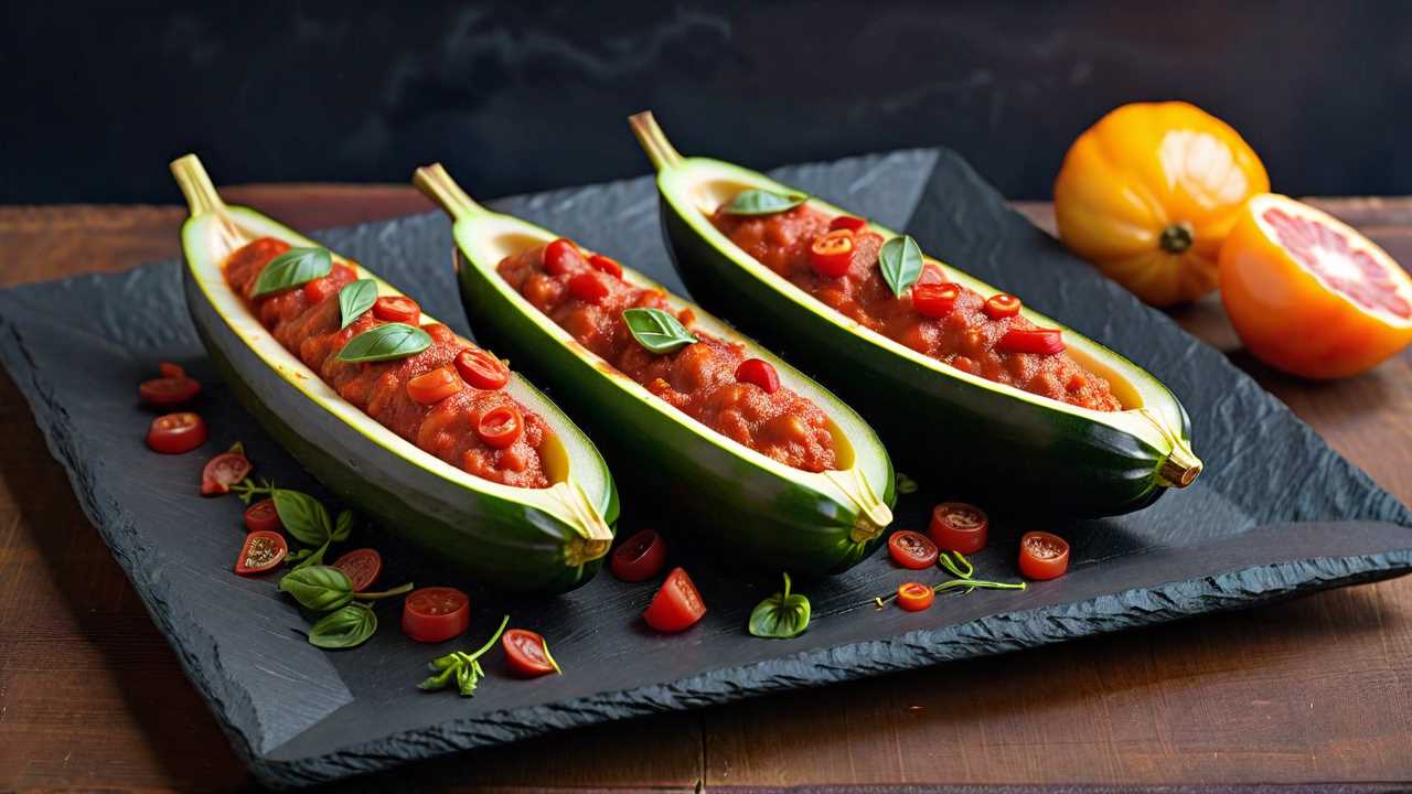 Spicy Pepperoni and Cheese Zucchini Boats