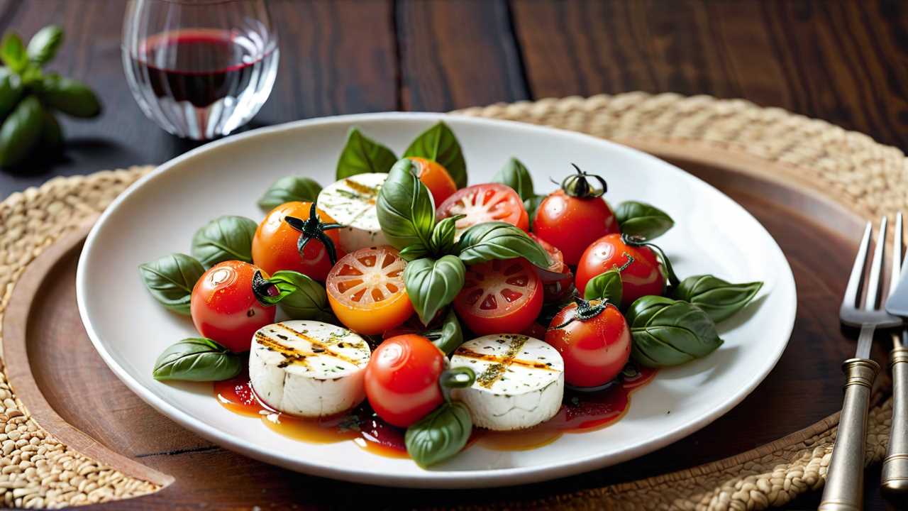 Baked Goat Cheese and Tomato Caprese Salad