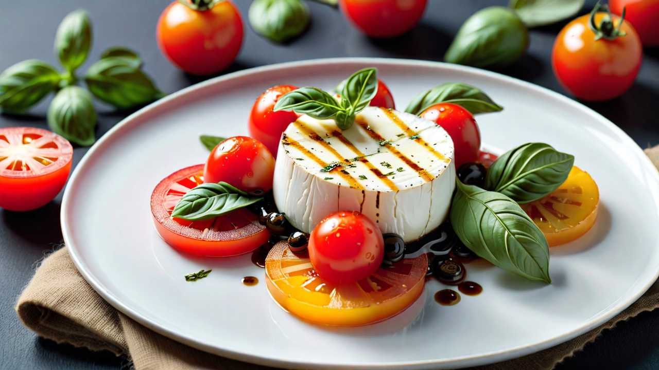 Baked Goat Cheese and Tomato Caprese Salad