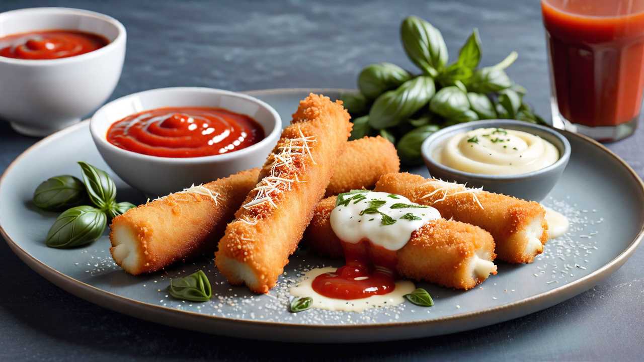 Gooey Mozzarella Sticks with Marinara