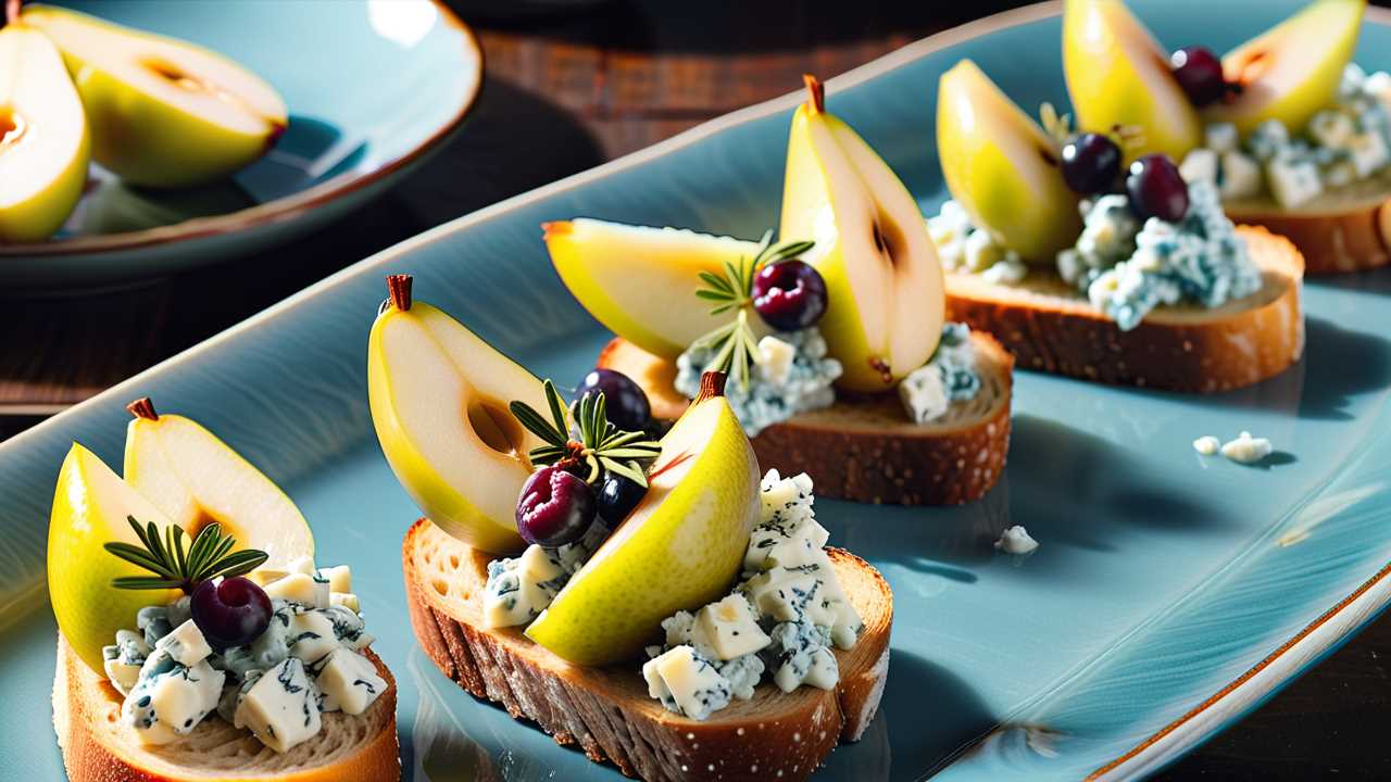 Velvety Blue Cheese and Pear Crostini