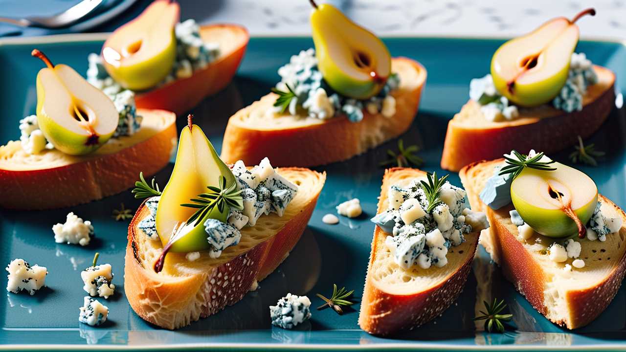 Velvety Blue Cheese and Pear Crostini