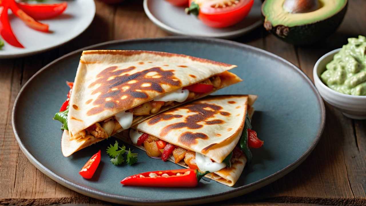 Spicy Chicken Quesadillas with Monterey Jack