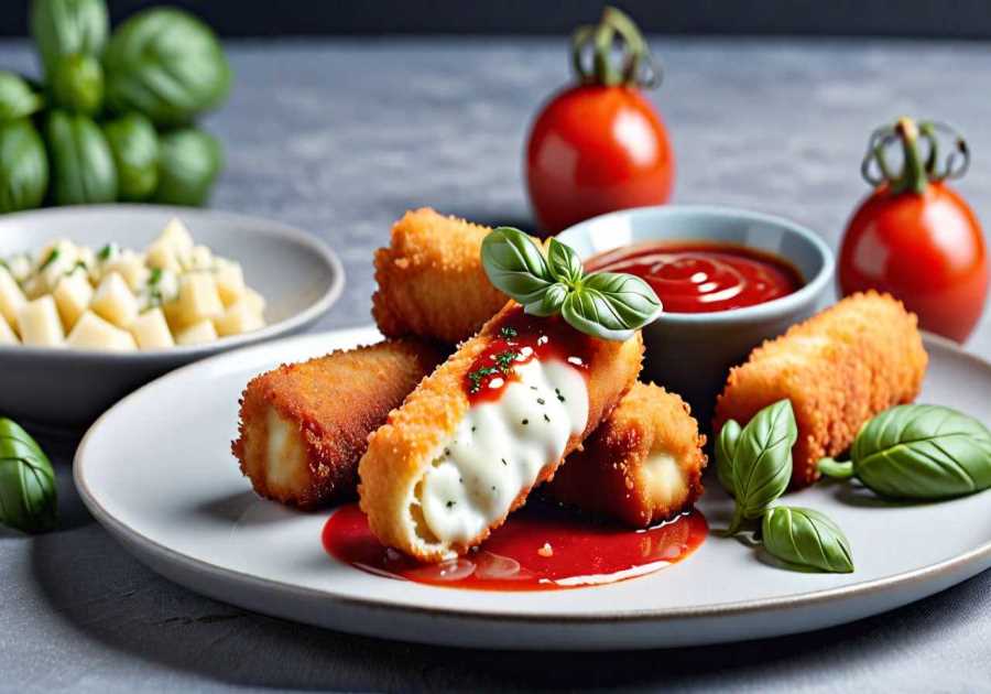 Gooey Mozzarella Sticks with Marinara