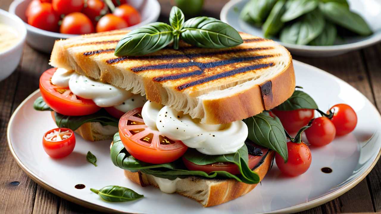 Vegetarian Buffalo Mozzarella and Tomato Panini