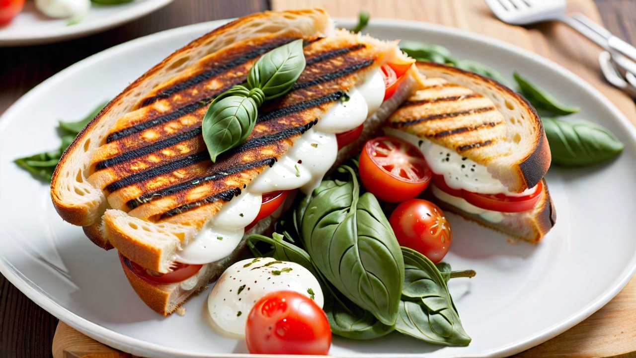 Vegetarian Buffalo Mozzarella and Tomato Panini