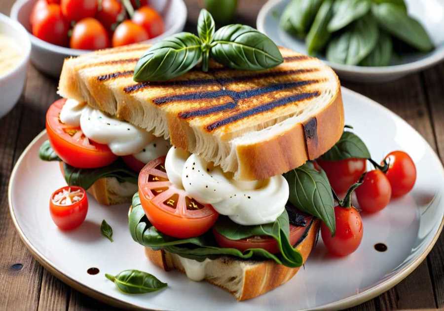 Vegetarian Buffalo Mozzarella and Tomato Panini